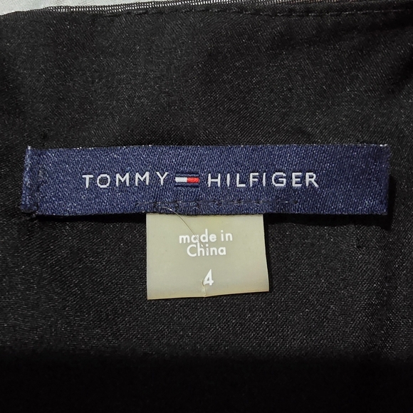 Tommy Hilfiger Metallic Dark Silver Stretch Taffeta Fit & Flare Dress - Picture 13 of 14